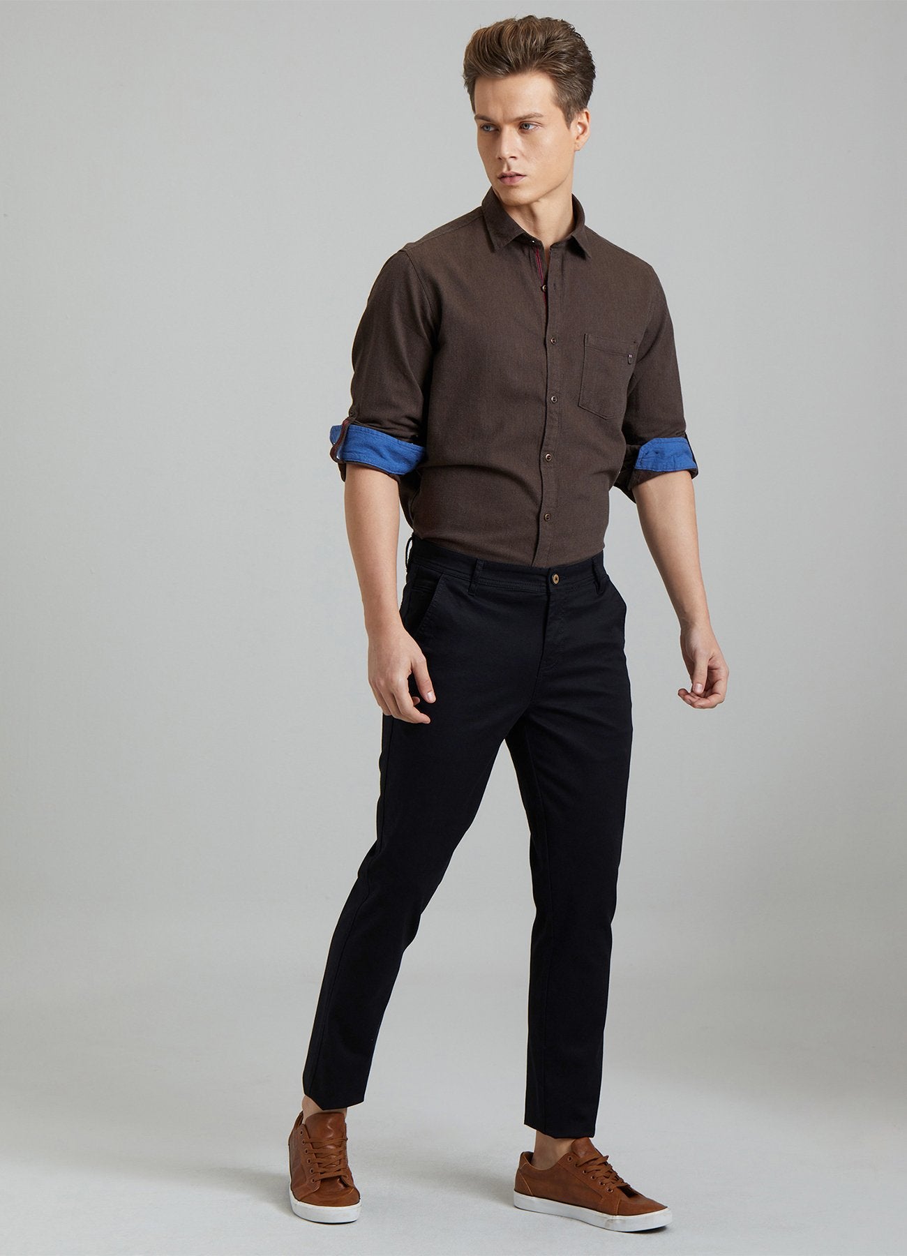 Black Solid Stretch Slim Fit Trouser