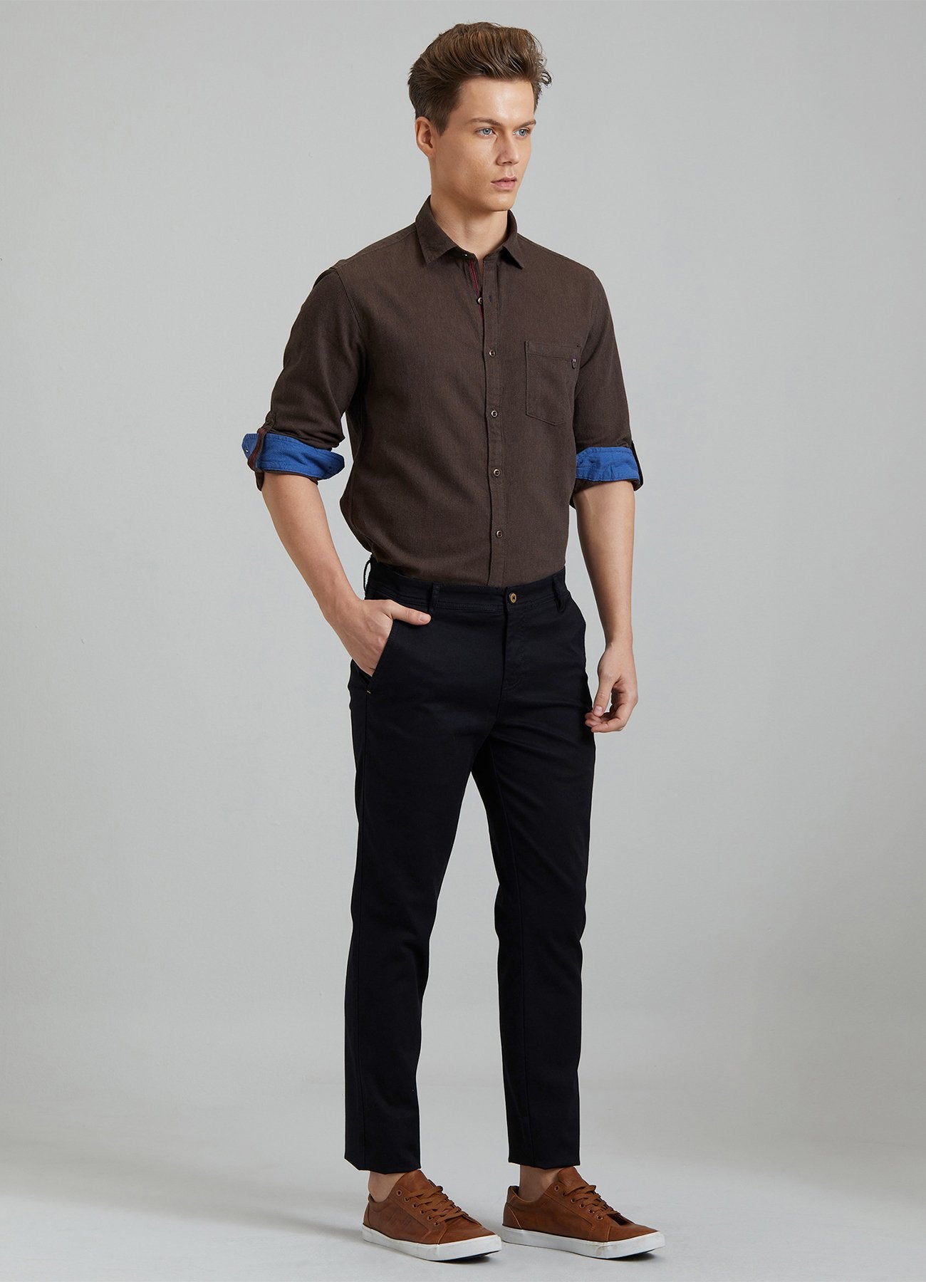 Black Solid Stretch Slim Fit Trouser