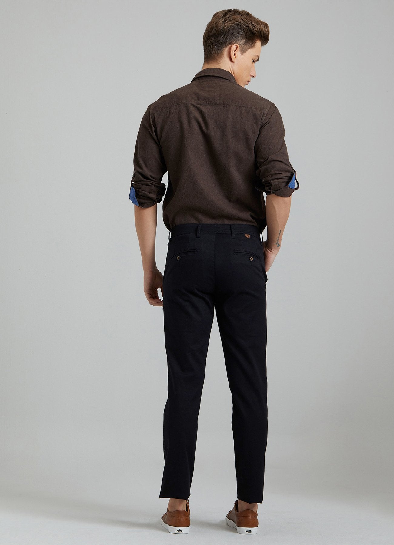 Black Solid Stretch Slim Fit Trouser