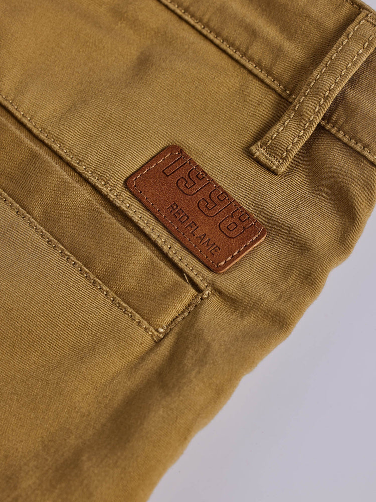 Khaki Satin Stretch Cargo Trouser