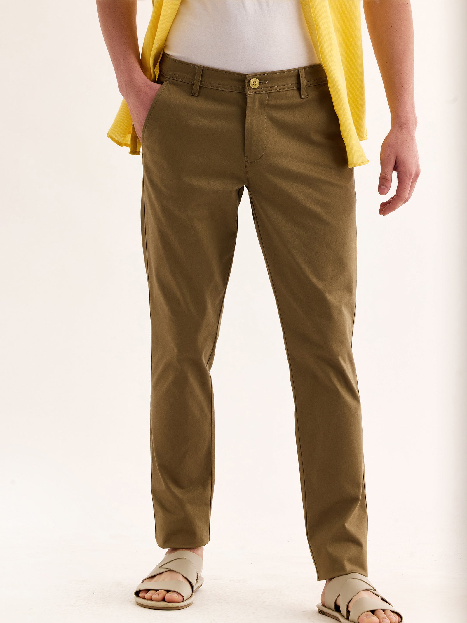Khaki Stretch Slim Fit Trouser