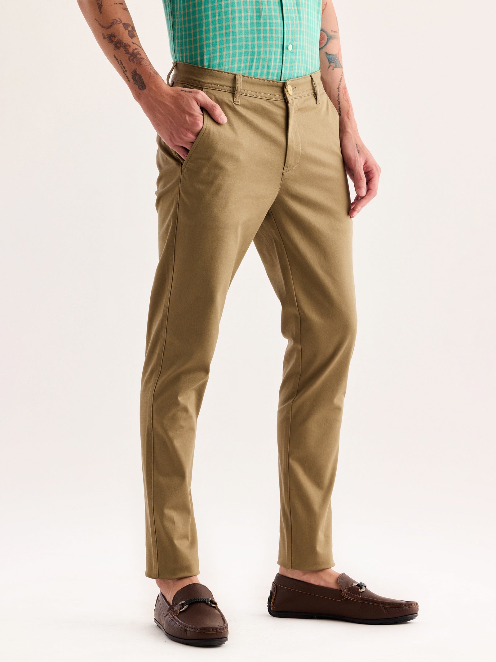 Stretchy fashion skinny khaki pants