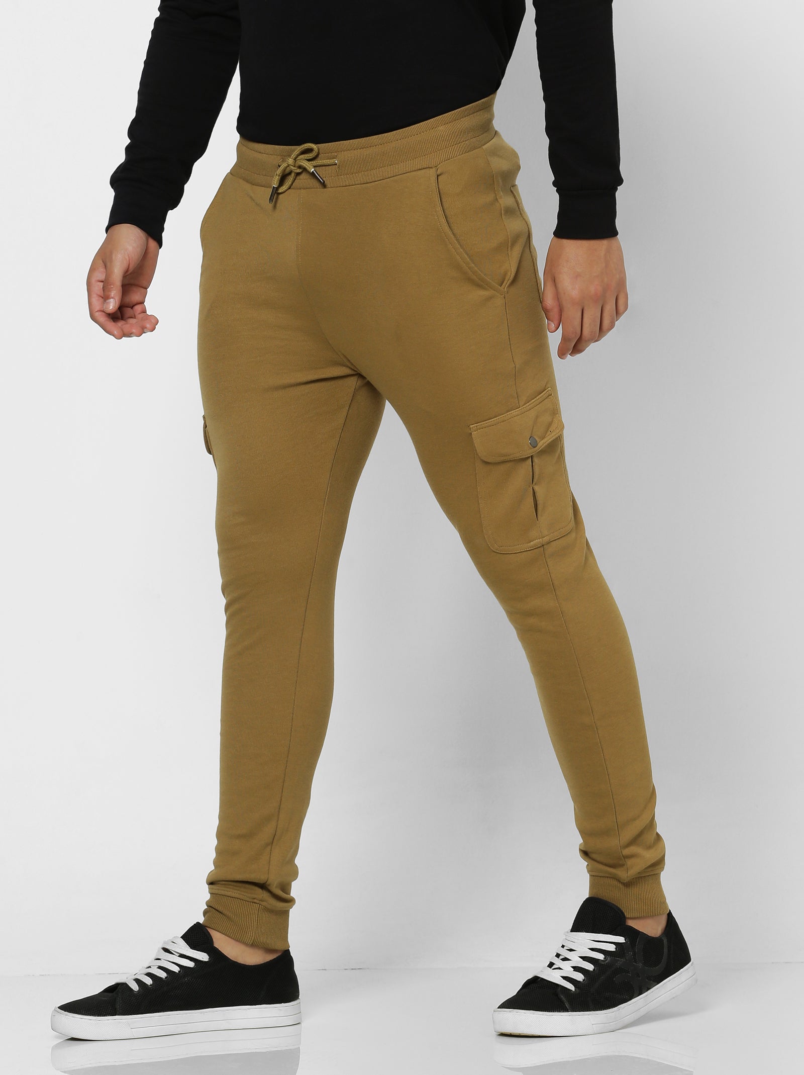 Khaki Solid Cargo Jogger