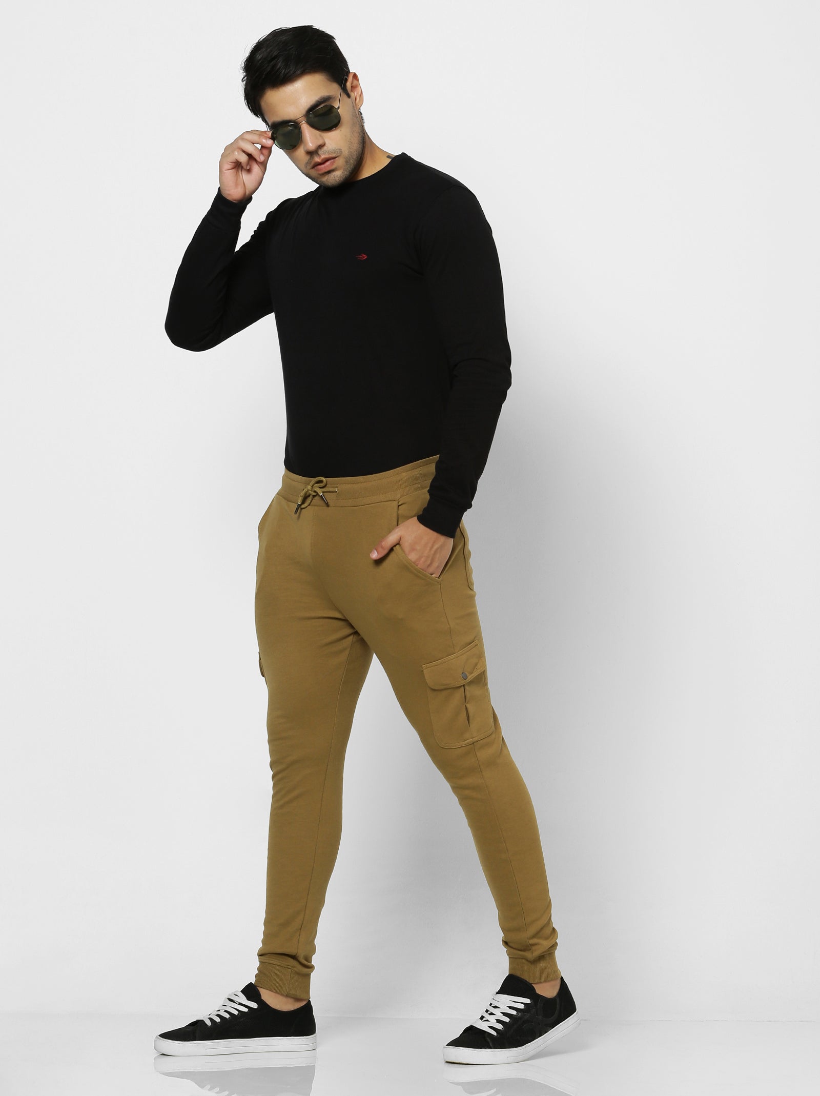 Khaki Solid Cargo Jogger