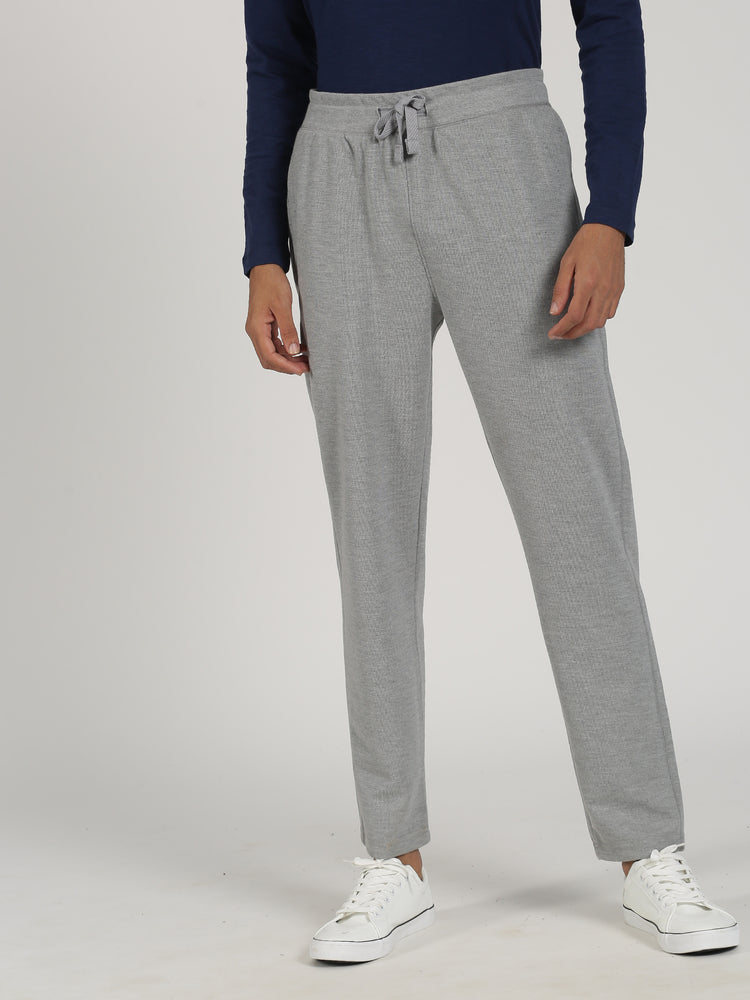 Grey Melange Solid Casual Track Pant