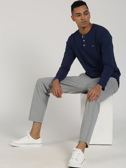 Grey Melange Solid Casual Track Pant