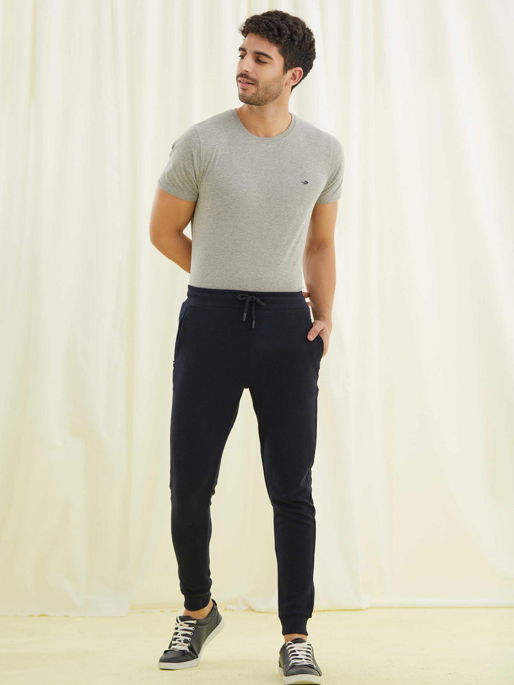 Navy Jacquard Joggers