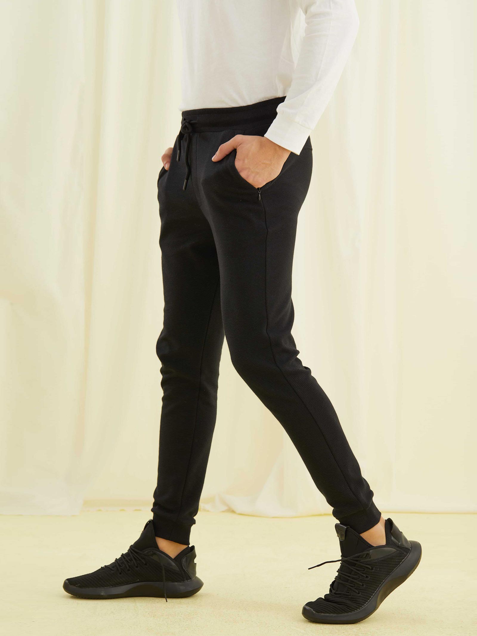 Black Jacquard Joggers
