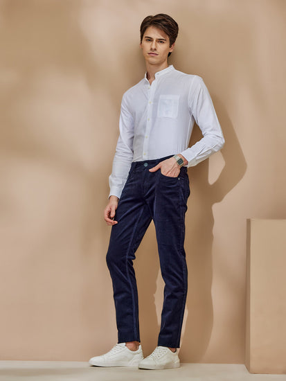 Navy Corduroy Stretch Trouser