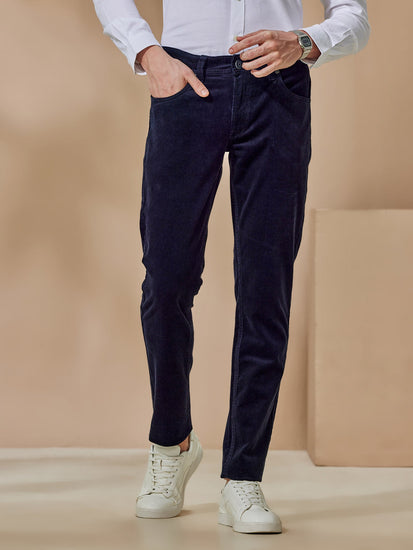 Navy Corduroy Stretch Trouser