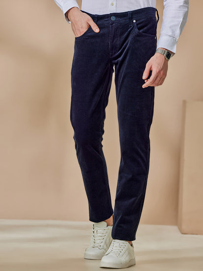 Navy Corduroy Stretch Trouser