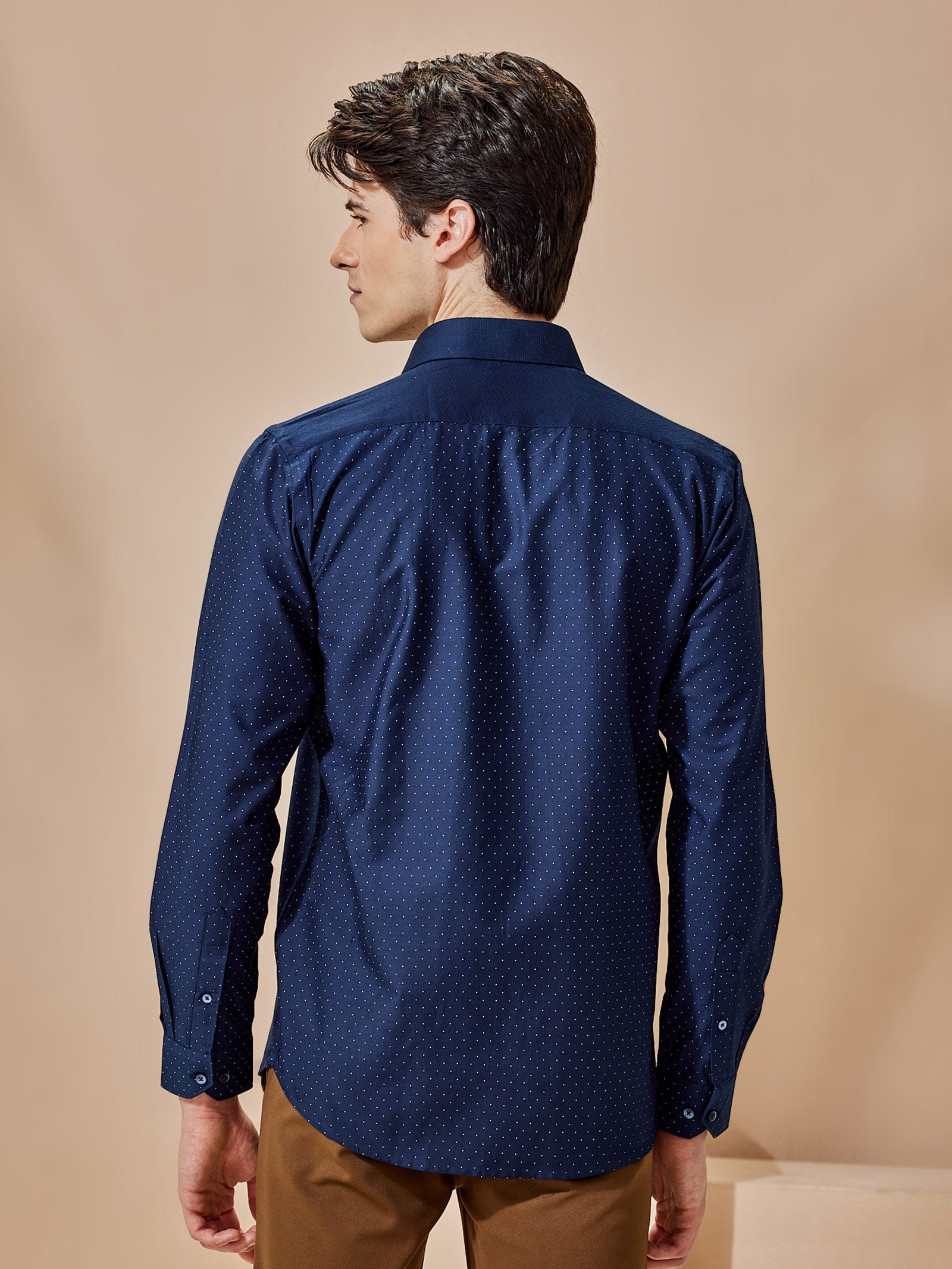 Navy Printed Party Wear Shirt