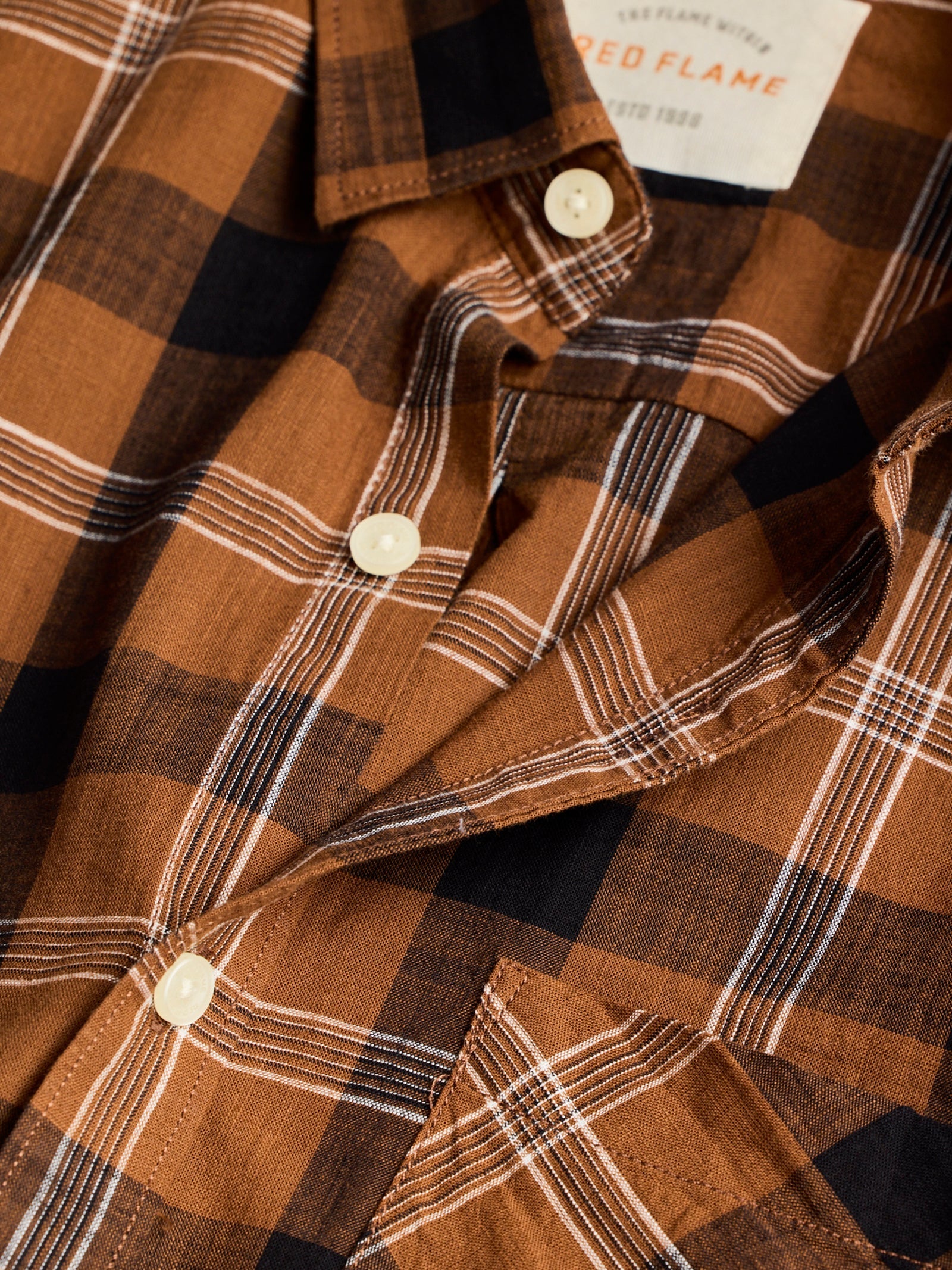 Brown Pure Cotton Checked Shirt