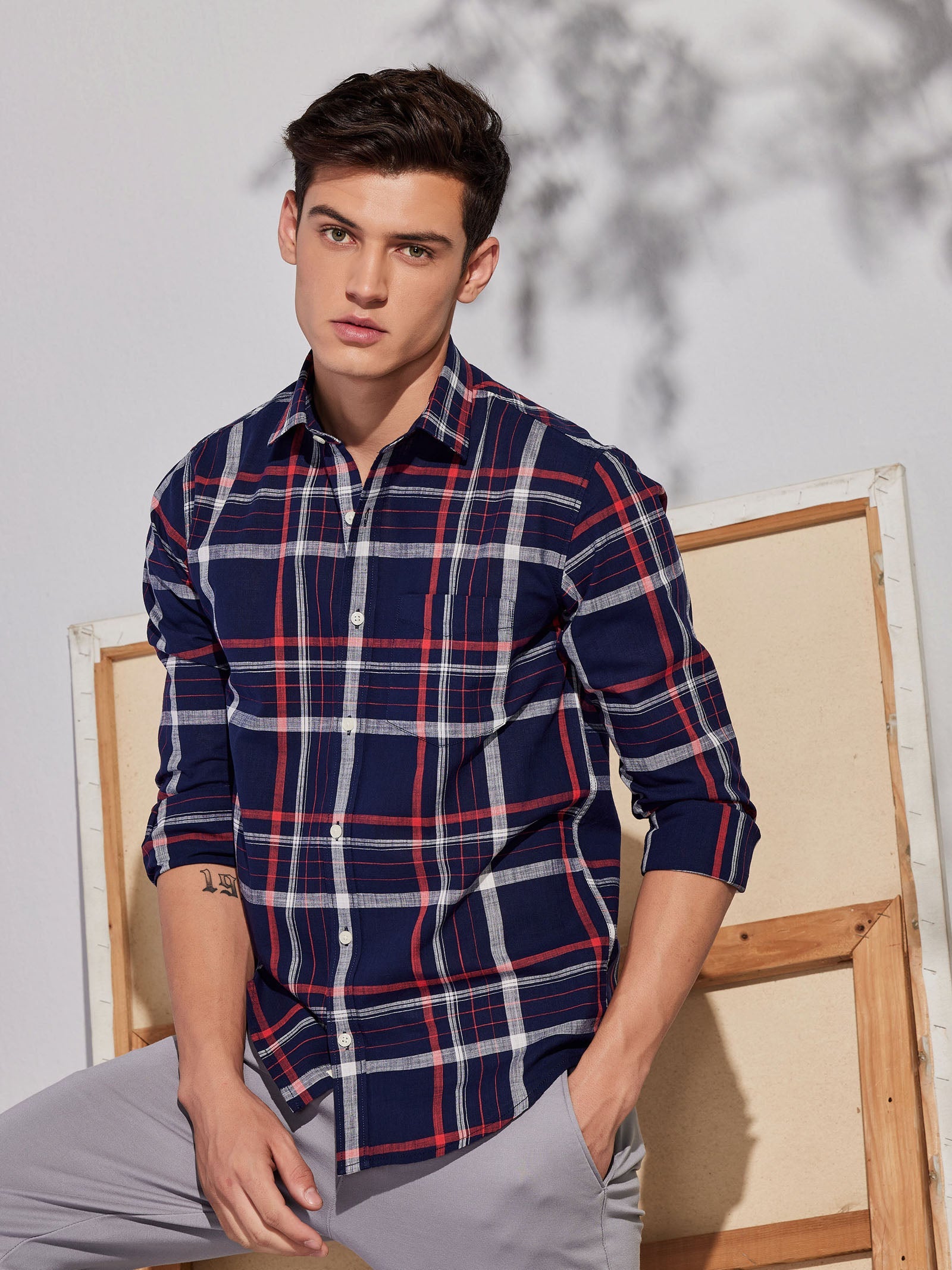 Navy Checked Shirt