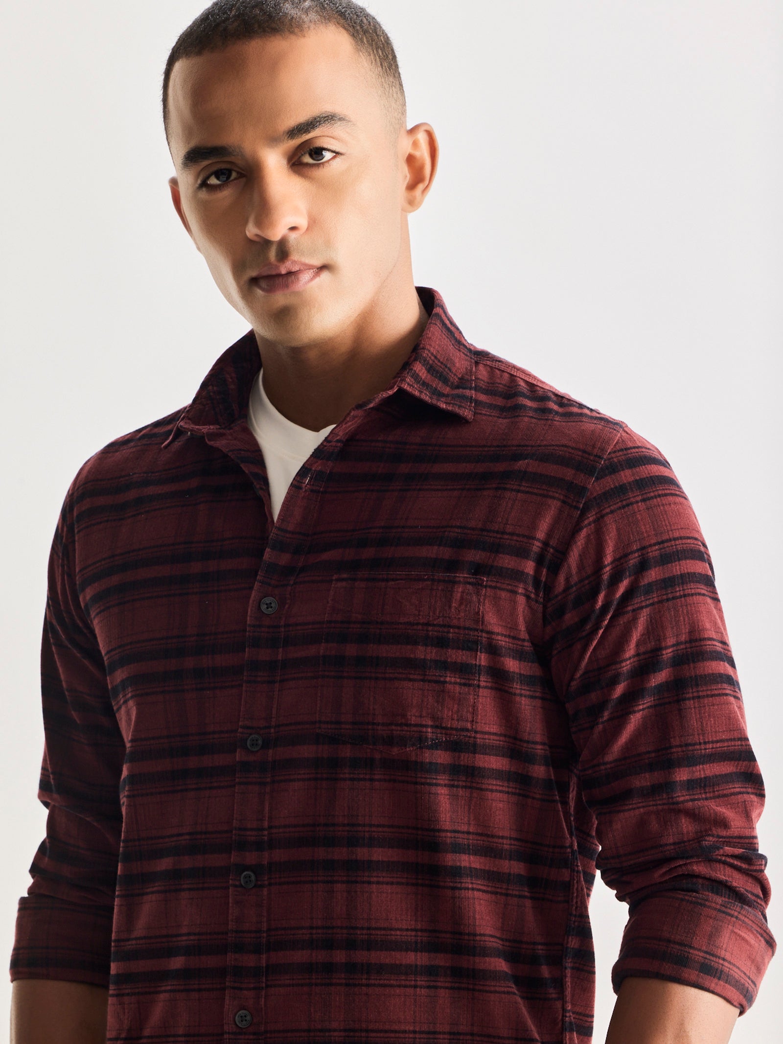 Brown Checked Corduroy Shirt