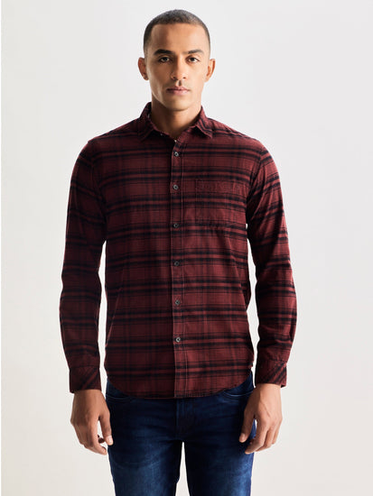 Brown Checked Corduroy Shirt