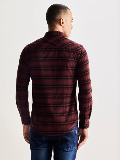 Brown Checked Corduroy Shirt