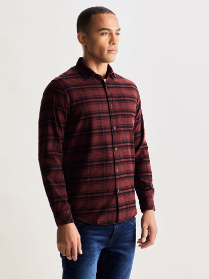 Brown Checked Corduroy Shirt