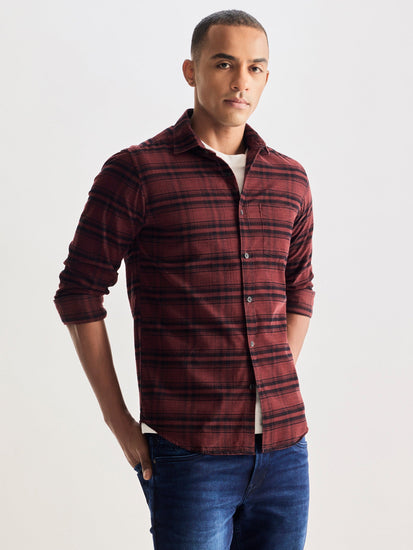 Brown Checked Corduroy Shirt