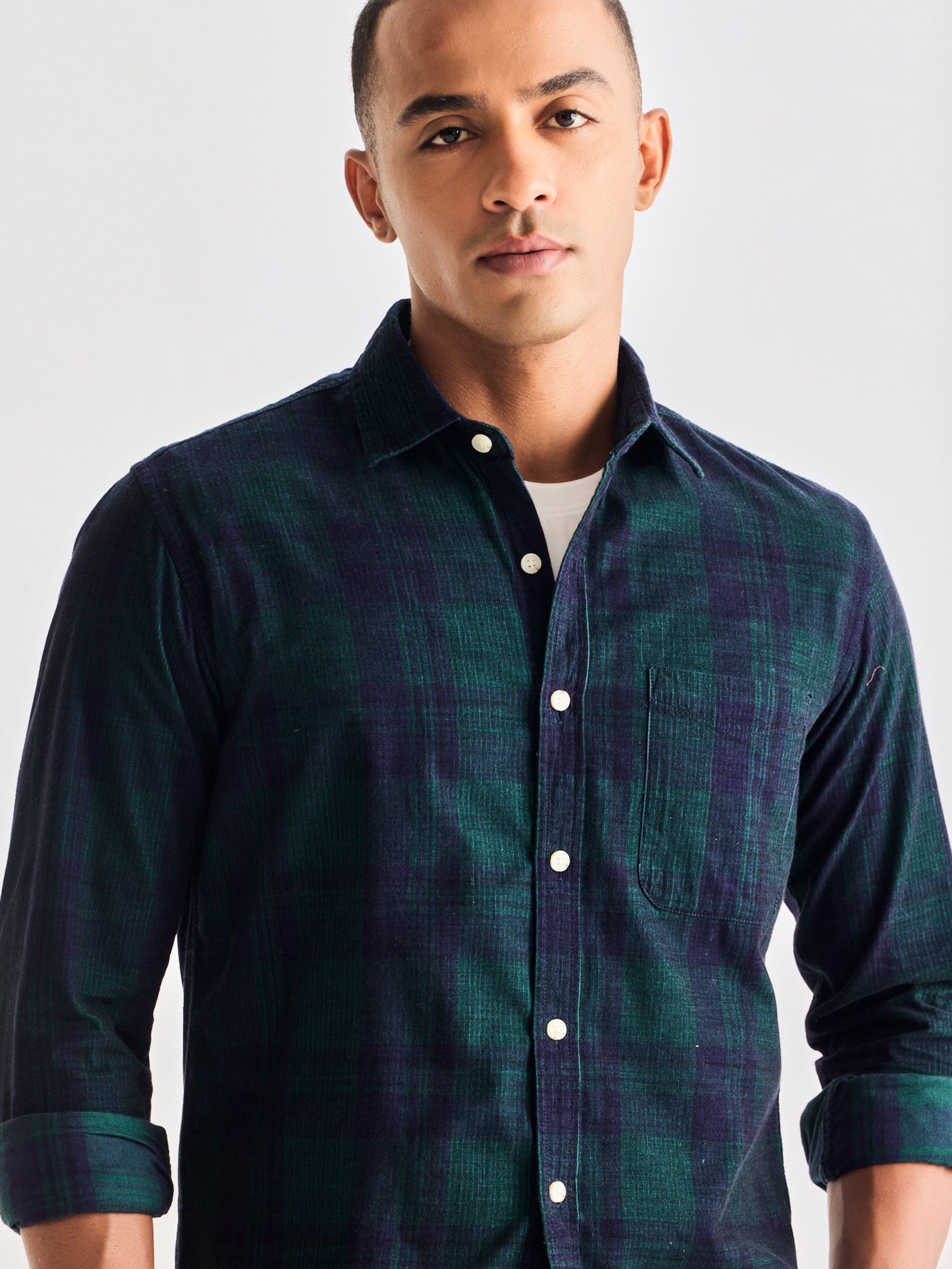 Green Checked Corduroy Shirt