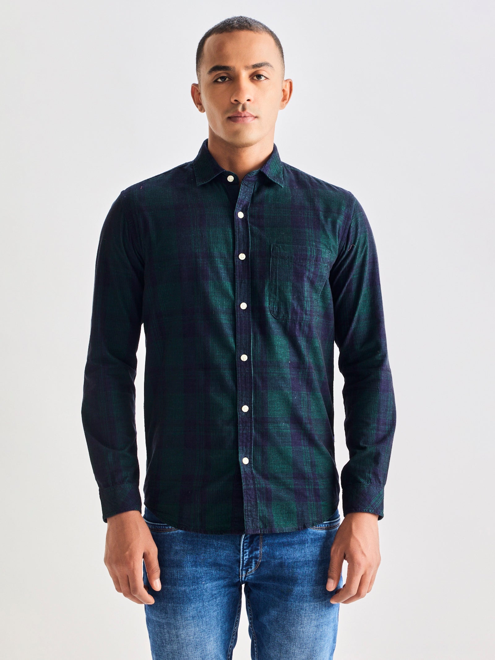 Green Checked Corduroy Shirt