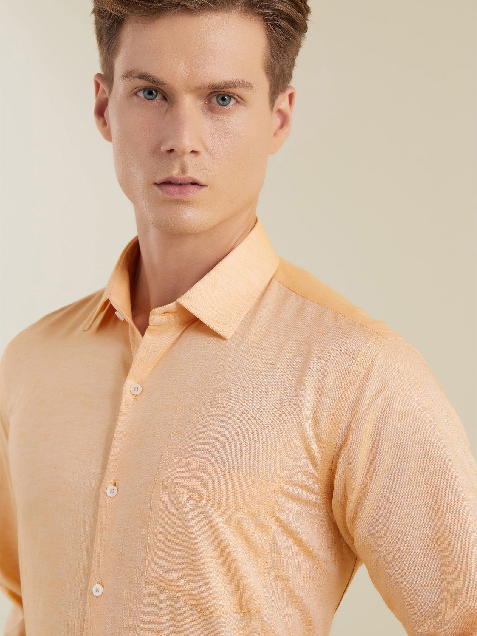 Orange Linens Solid Shirt