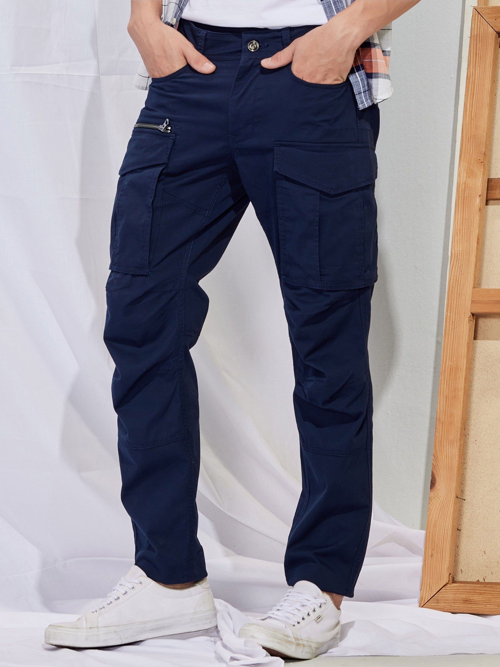 Navy Stretch Relax Fit Cargo Trouser