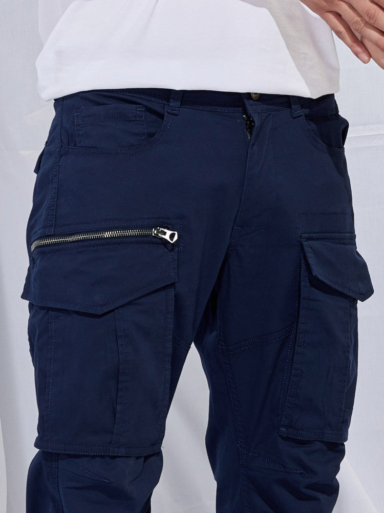 Navy Stretch Relax Fit Cargo Trouser