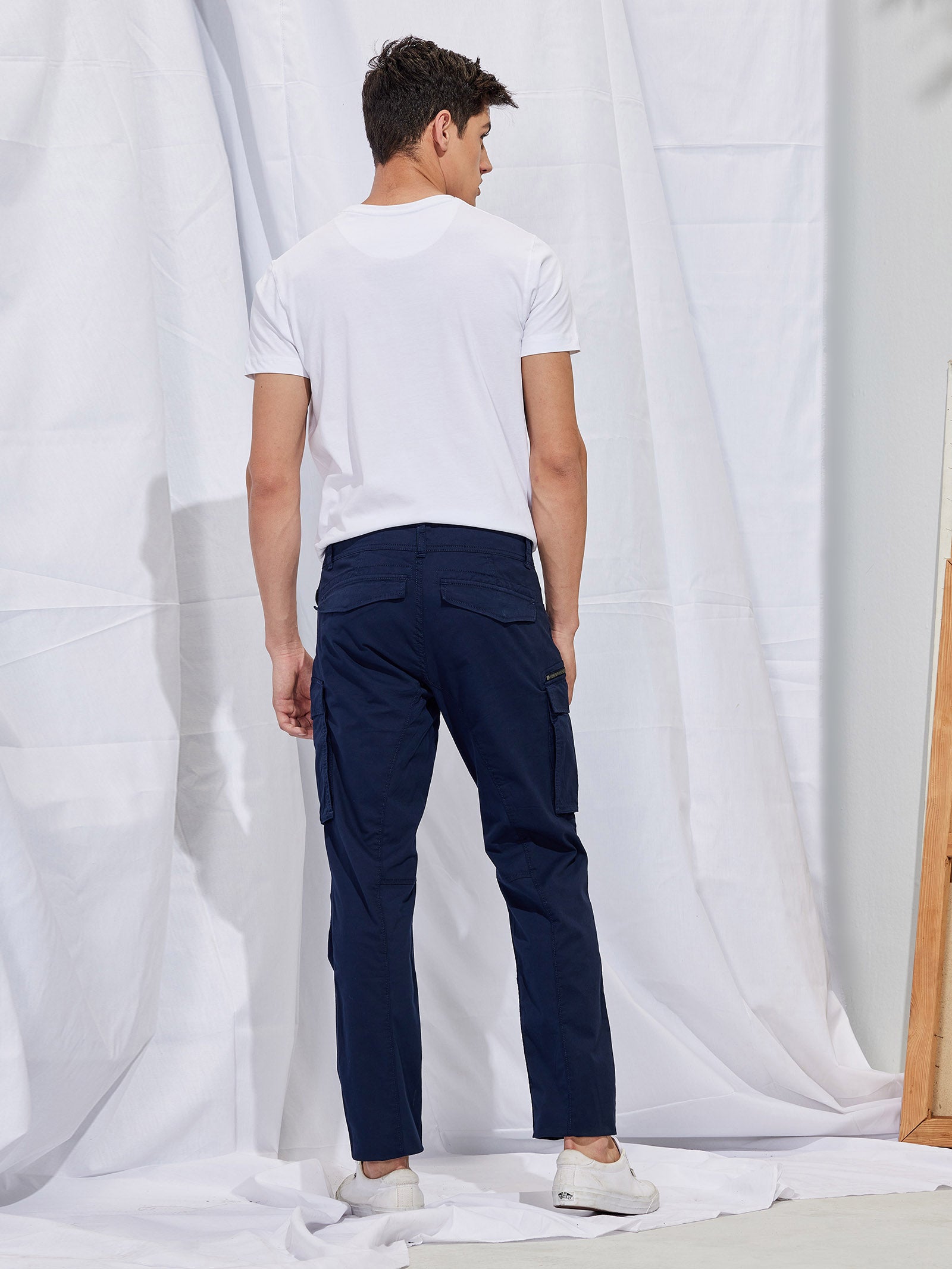 Navy Stretch Relax Fit Cargo Trouser