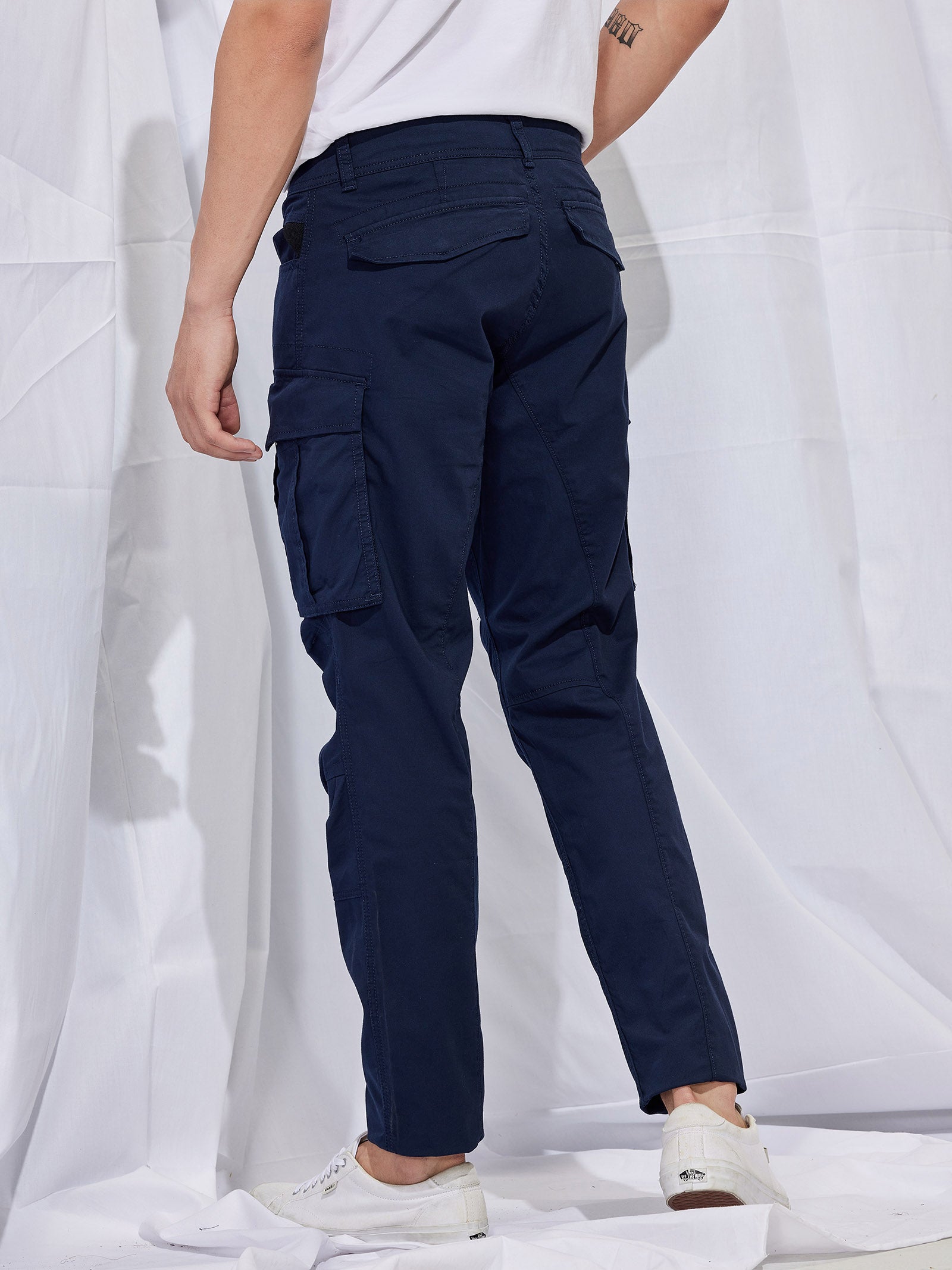 Navy Stretch Relax Fit Cargo Trouser