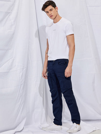 Navy Stretch Relax Fit Cargo Trouser