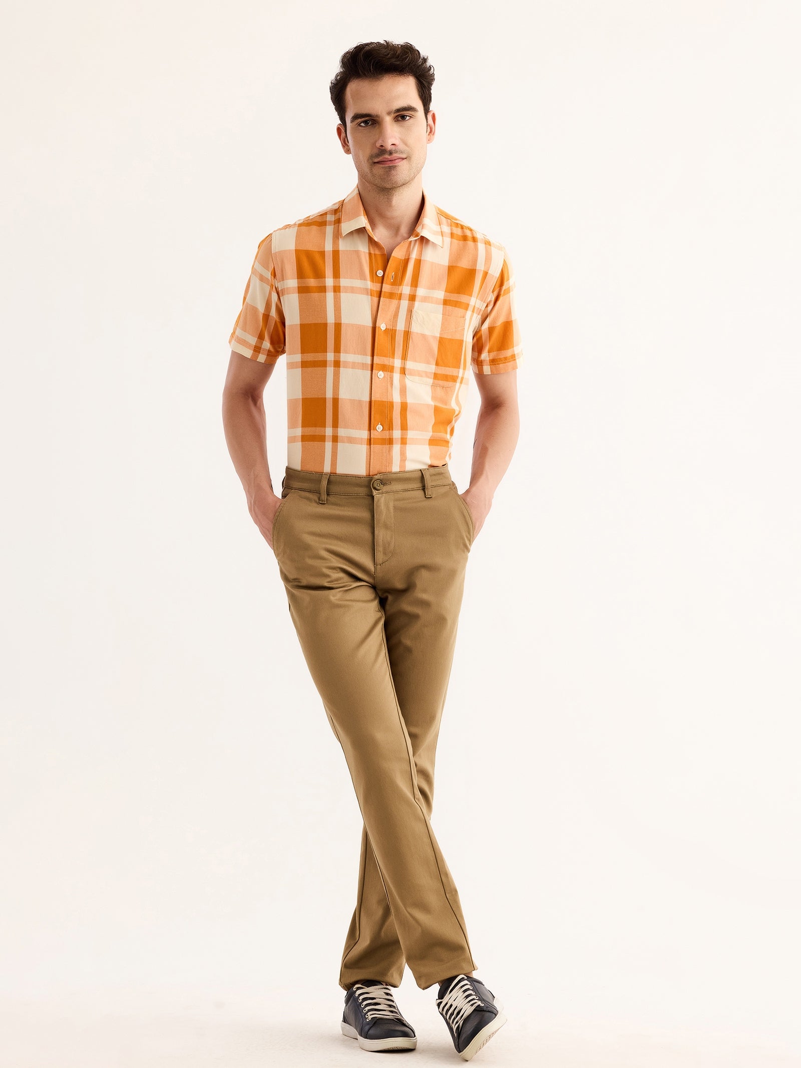 Khaki Stretch Slim Fit Trouser