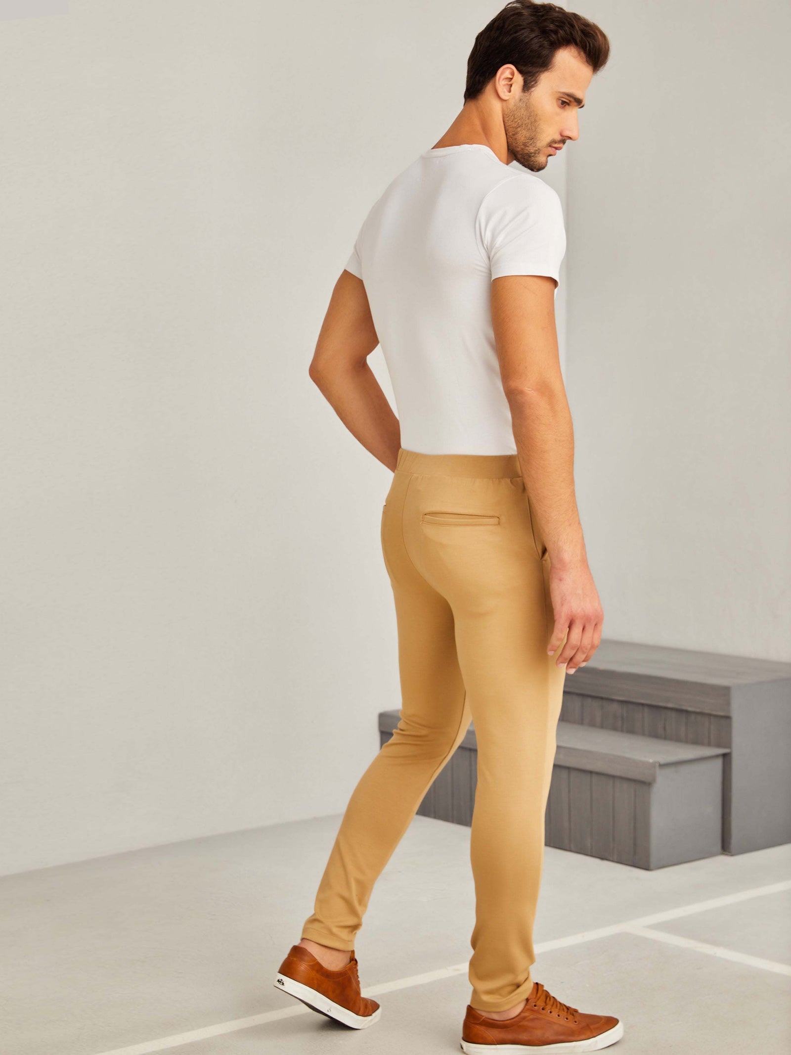 Beige 4-Way Stretch Travel Trouser