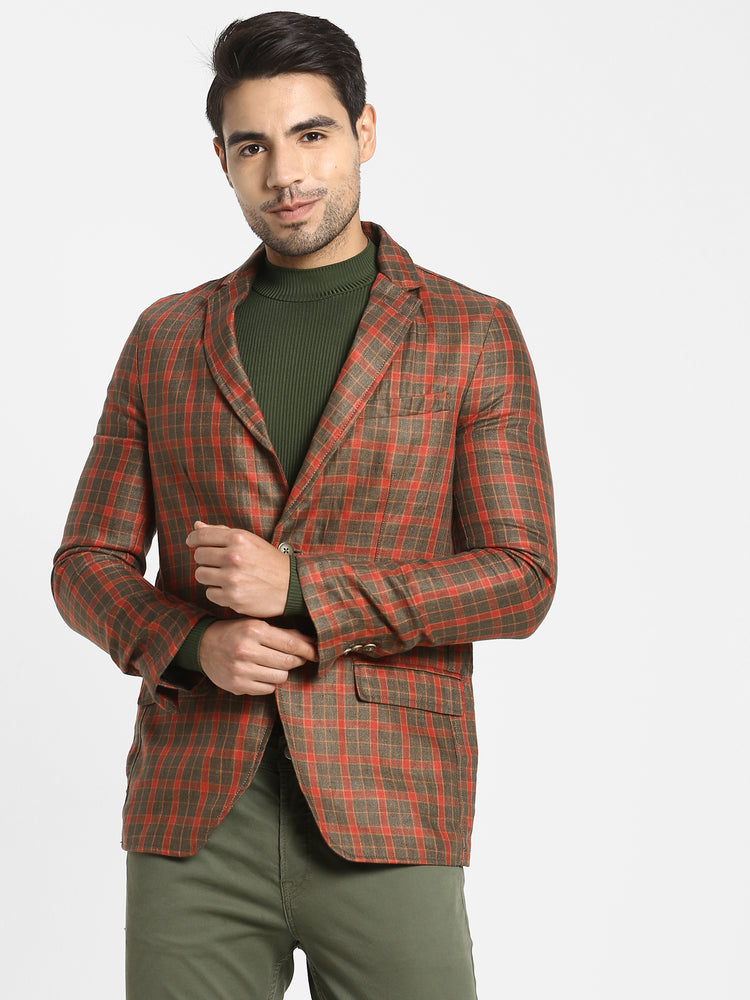 Multi Checked Linen Blazer