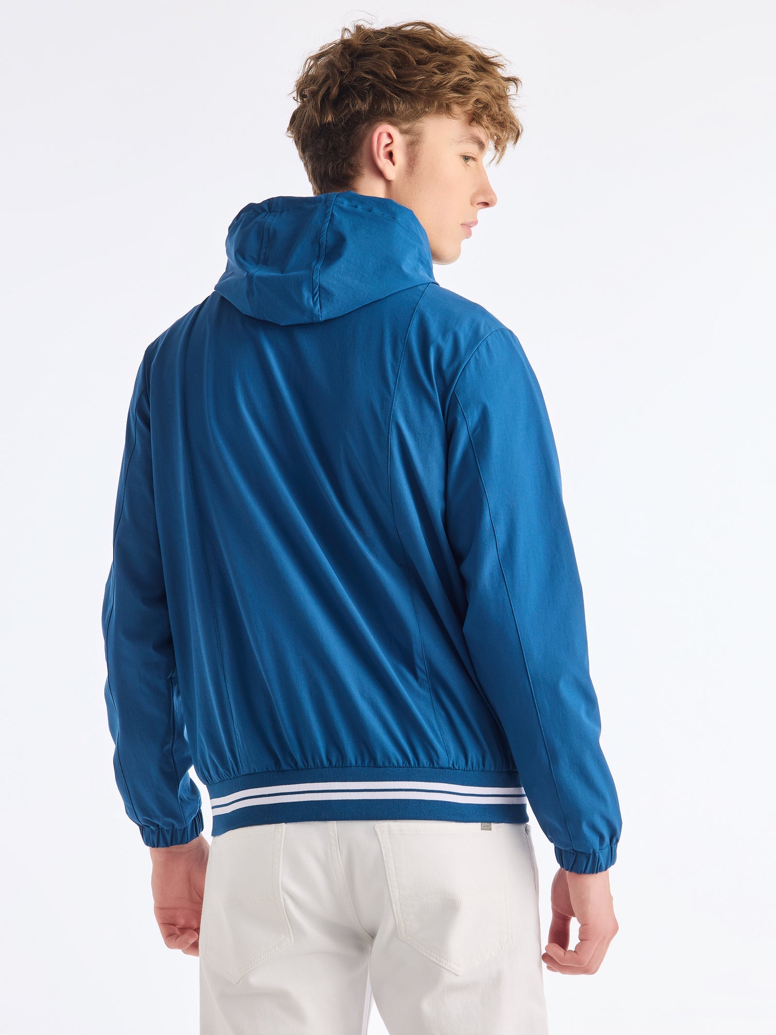 Blue 4-Way Stretch Hooded Jacket