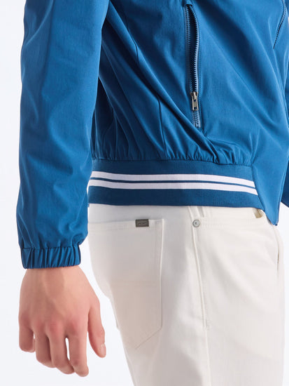 Blue 4-Way Stretch Hooded Jacket