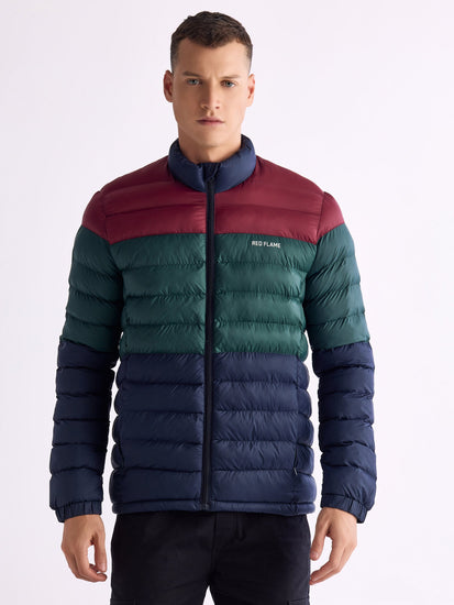 Navy Colourblock Puffer Jacket