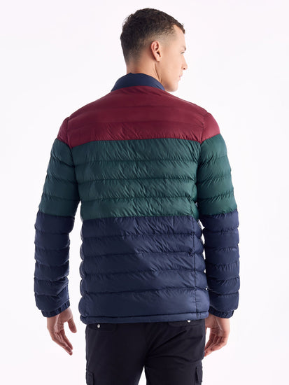 Navy Colourblock Puffer Jacket