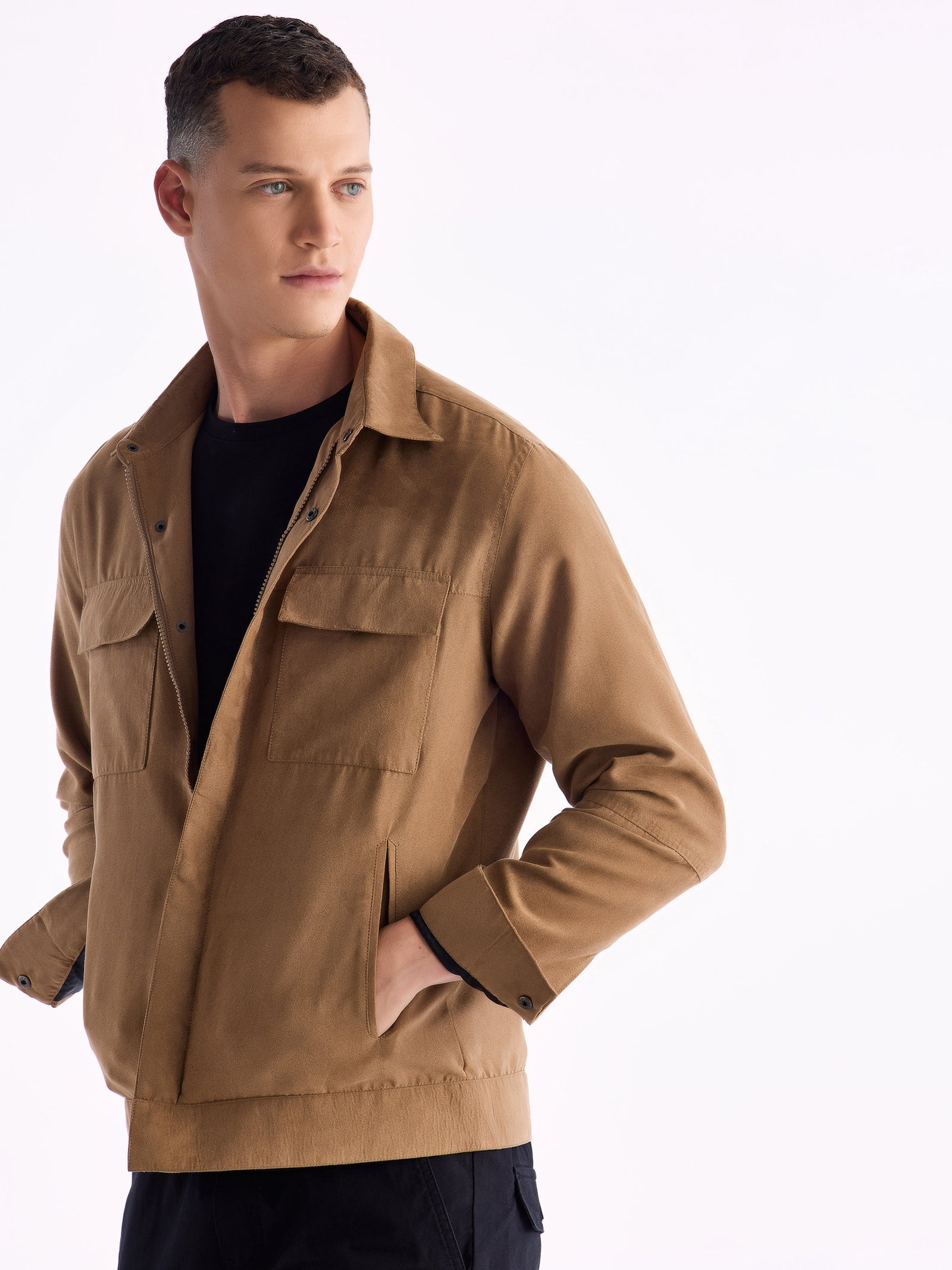 Khaki suede coat hotsell