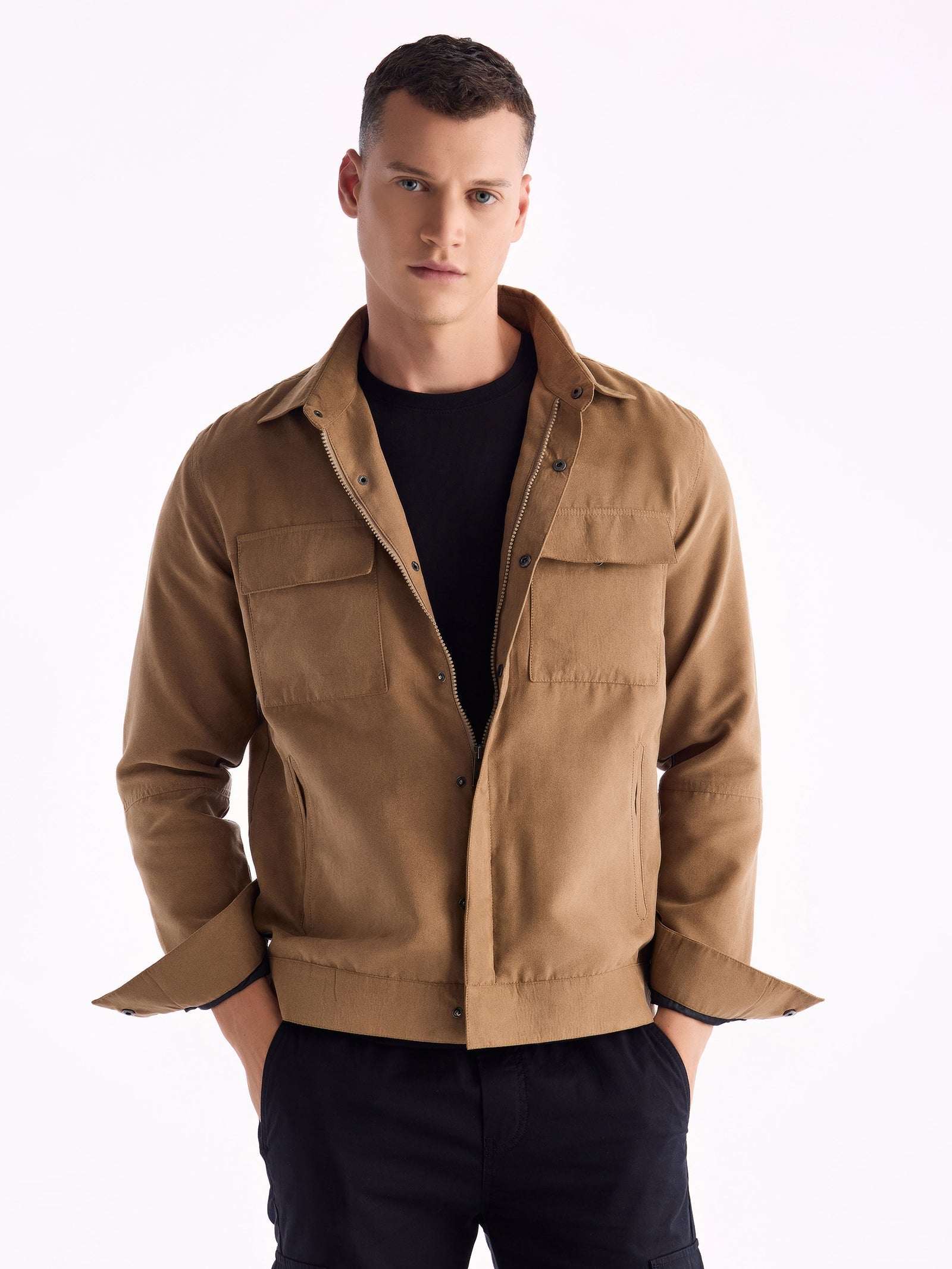 Khaki suede jacket mens best sale