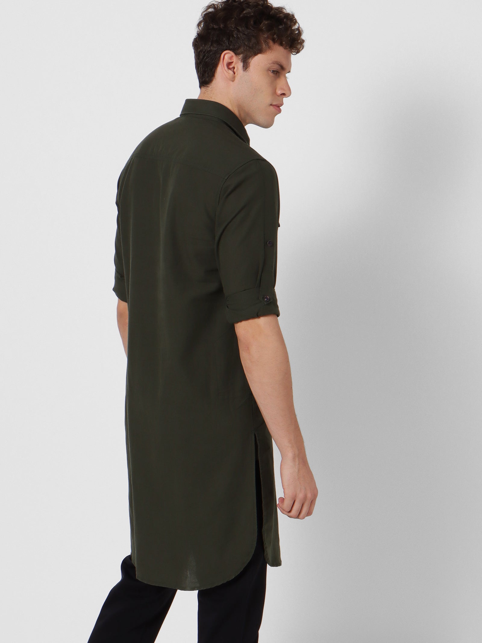 Green Solid Casual Kurta