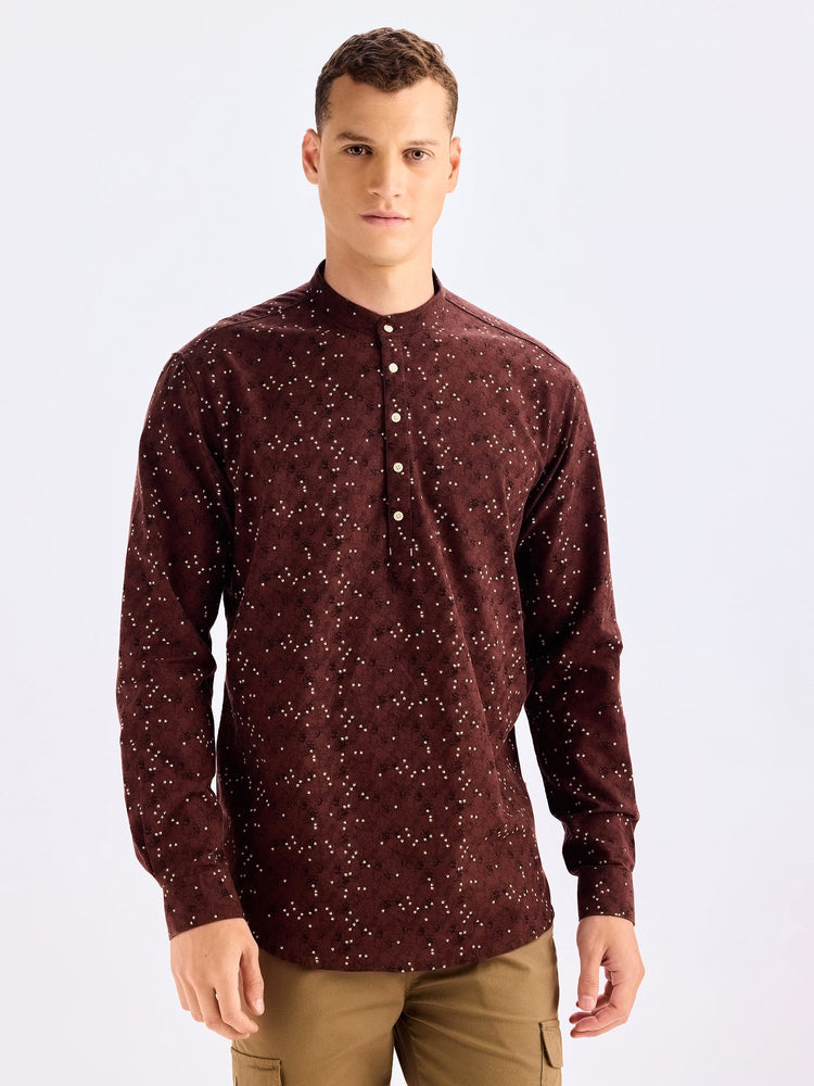 Brown Printed Kurta