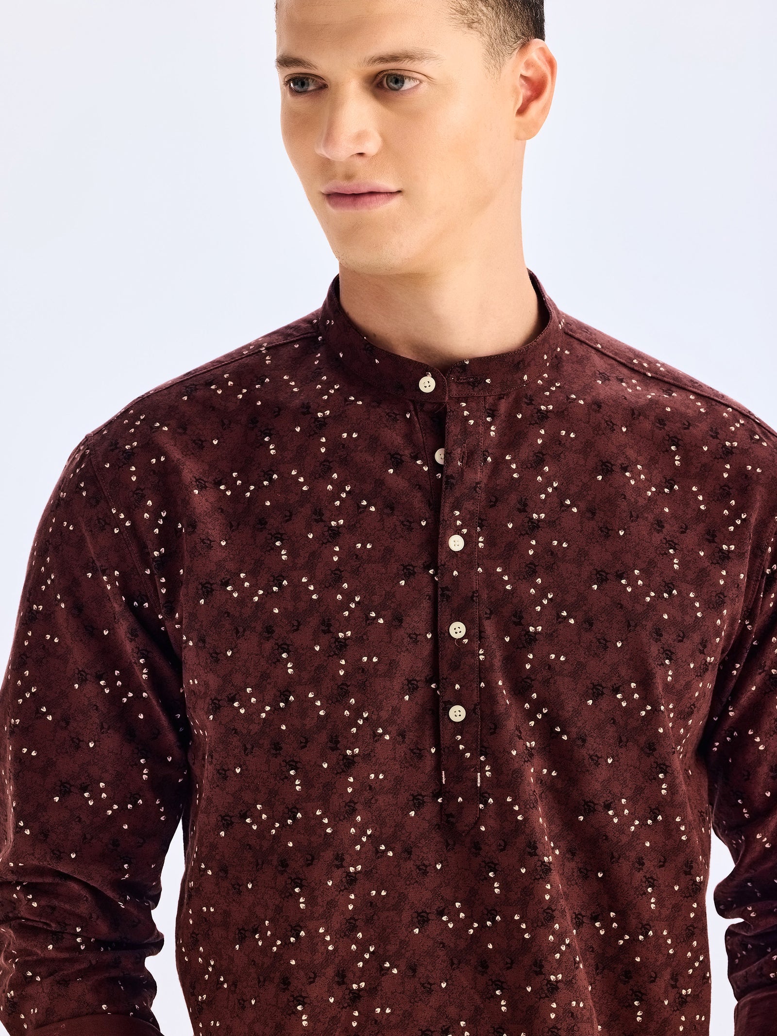 Brown Printed Kurta