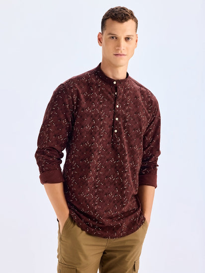 Brown Printed Kurta