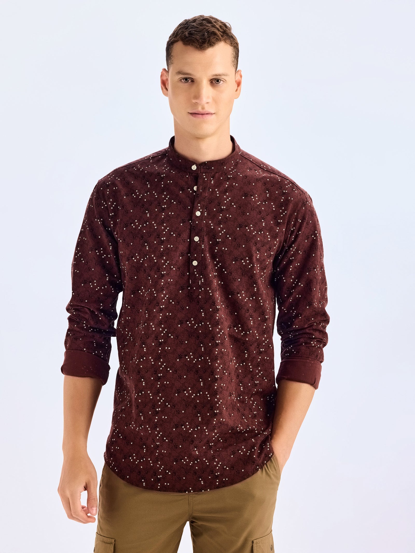 Brown Printed Kurta