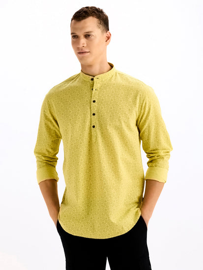 Yellow Printed Kurta