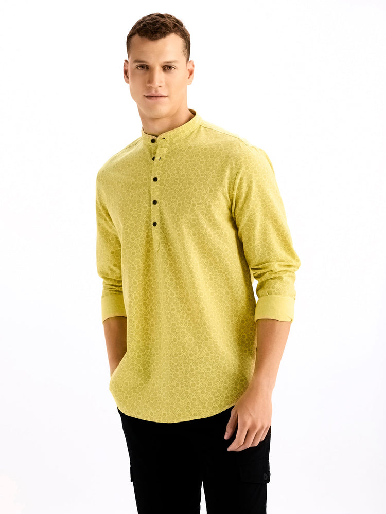 Yellow Printed Kurta