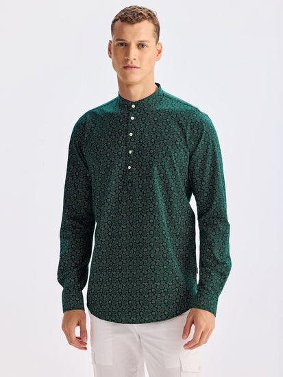 Green Printed Kurta