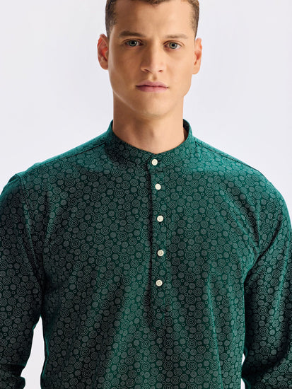 Green Printed Kurta