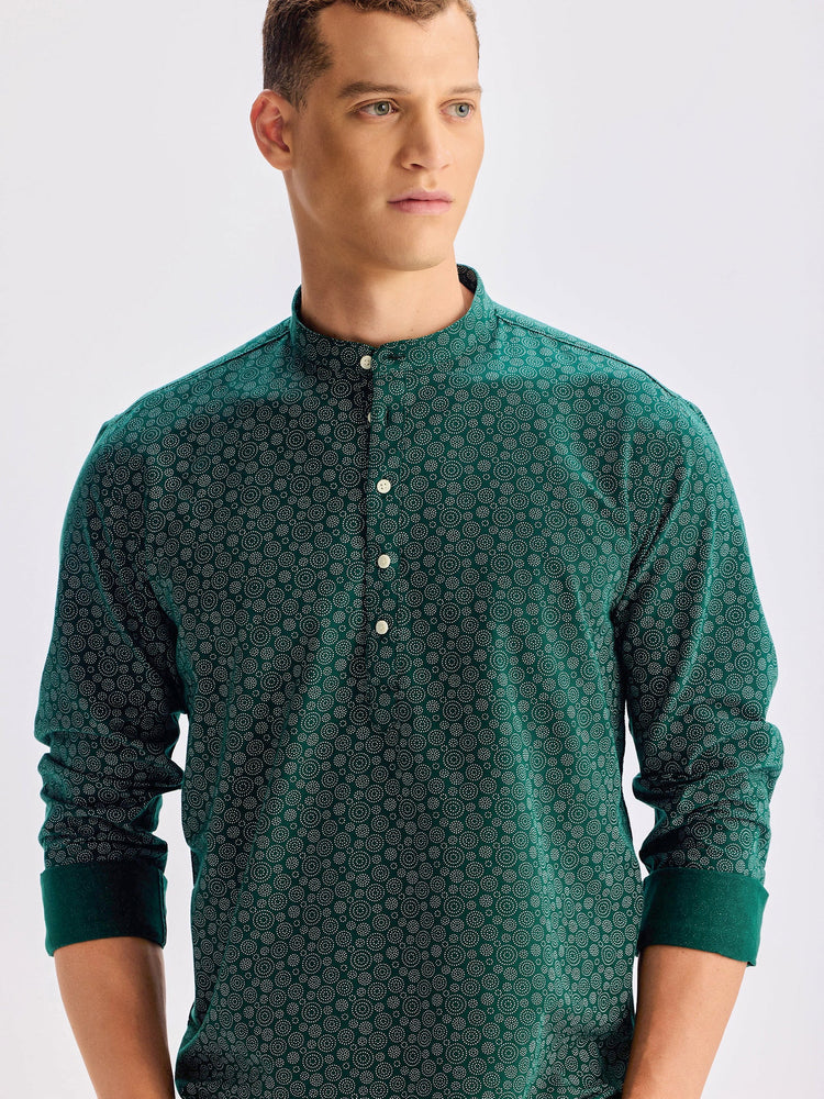 Green Printed Kurta